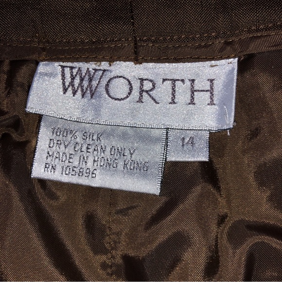 COPY - Worth New York Brown Silk 2pc Pant Suit - Picture 11 of 14